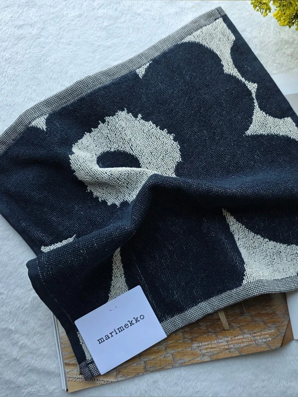 MARIMEKKO 3pc Unikko Mini Towel - Black/Offwhite - Picture 4 of 7